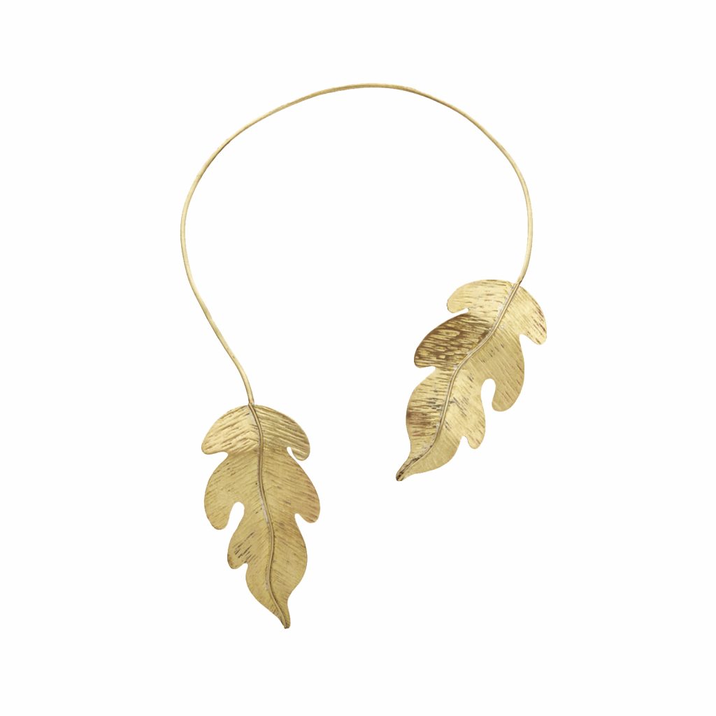 Craftlove, gargantilla rígida de hojas en bronce